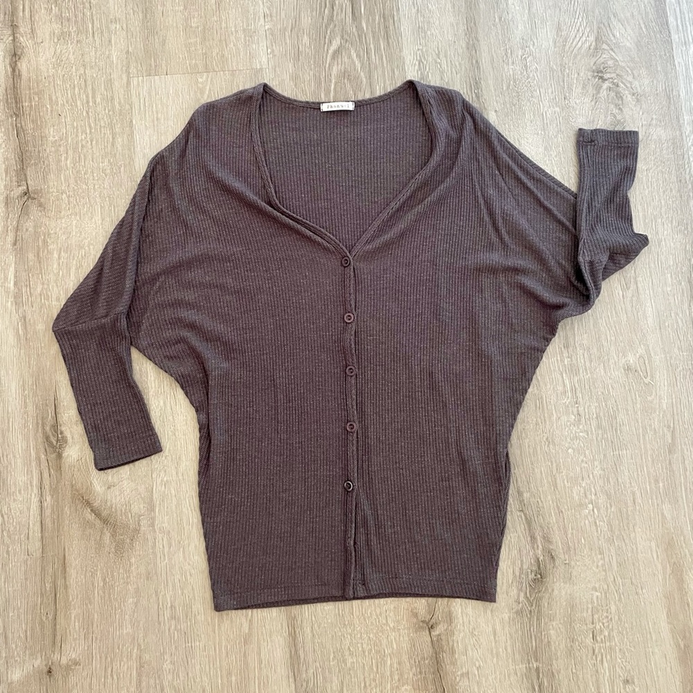 Mauve ribbed cardigan sweater S